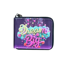 Load image into Gallery viewer, zipper wallet dream big for girls for kids printed