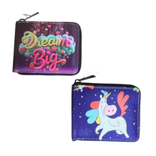 Load image into Gallery viewer, zipper wallet with designs printed for girls for kids