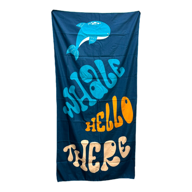 beach towel whale hello there microfiber compact size wih pouch