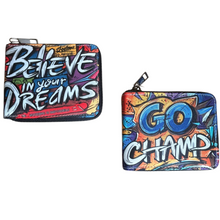 Load image into Gallery viewer, zipper wallet for boys for kids for champs with printing 
