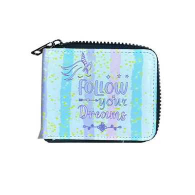 zipper wallet for kids follow your dreams unicorn 